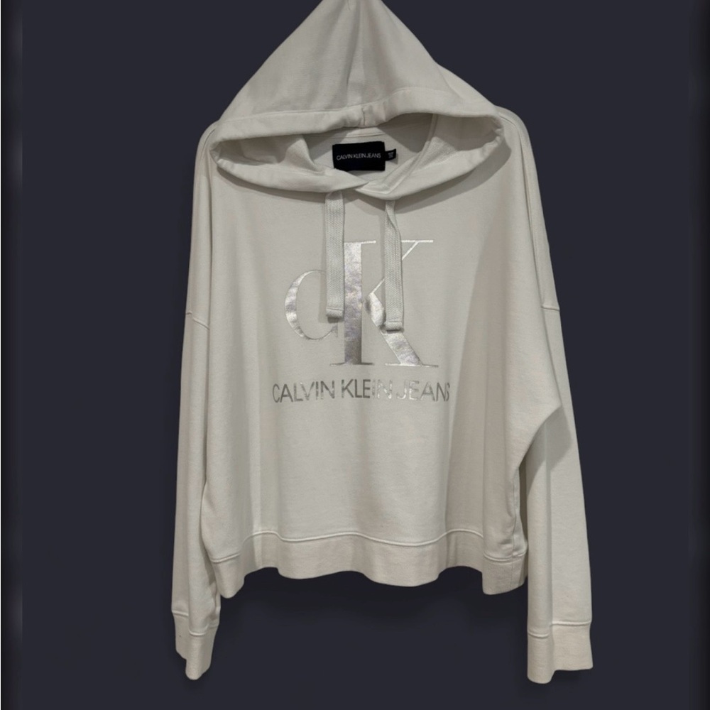 Calvin Klein  Hoodie White with Silver Logo